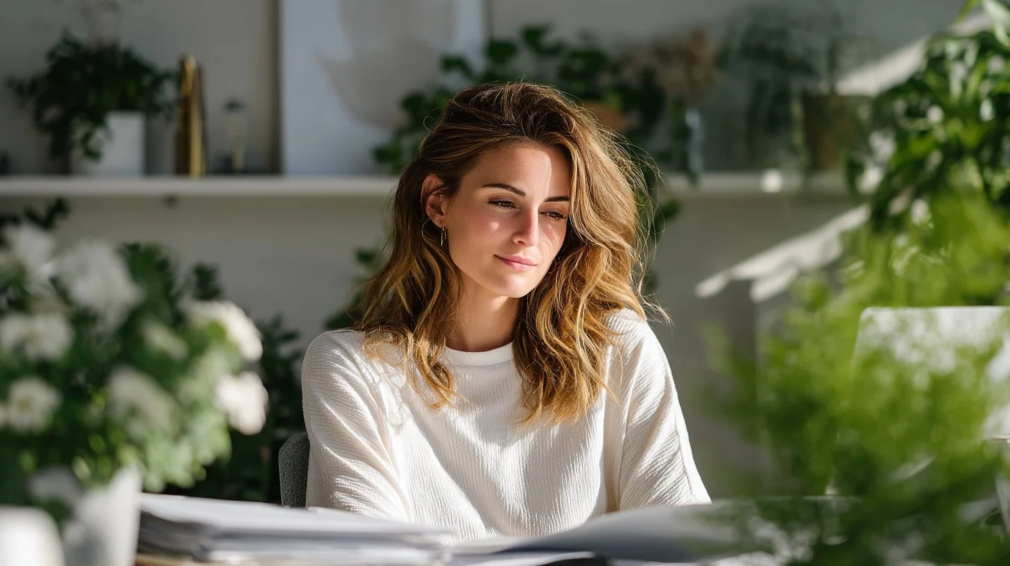 Woman organizing financial documents