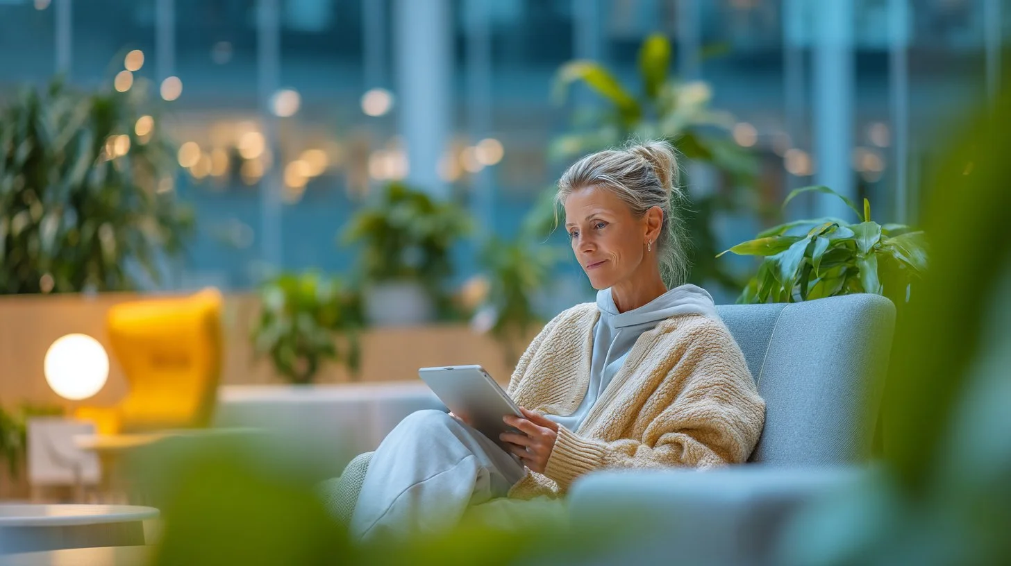 Patient in modern medical waiting area